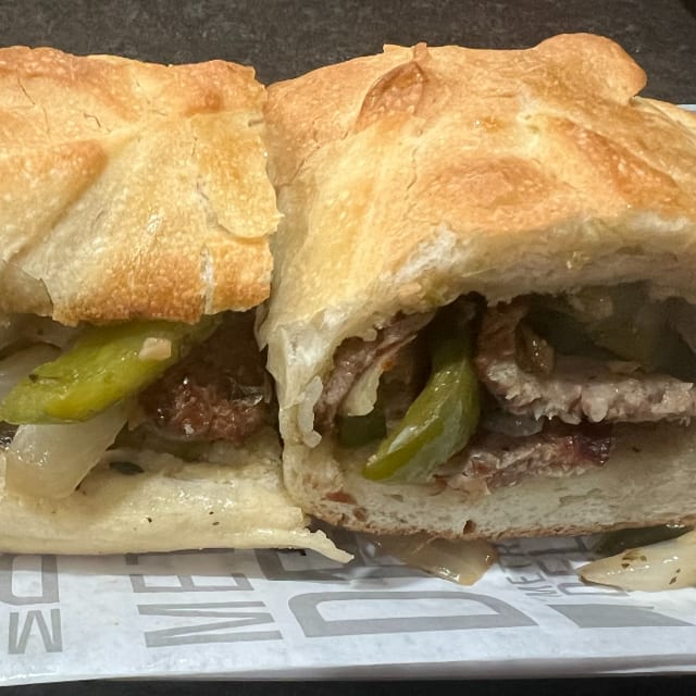 Sausage, Peppers and Onion Sandwich.